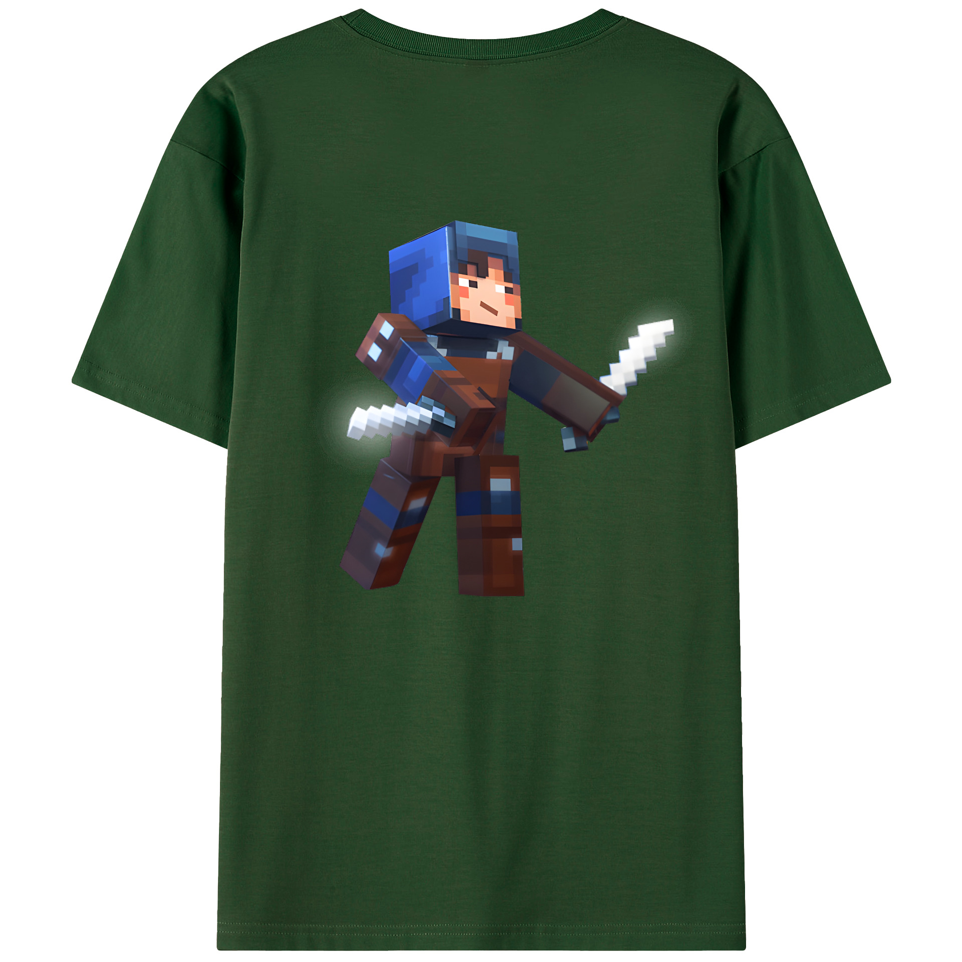（画像用） マインクラフト ブロックの世界 Minecraft MC Block world 綿100％半袖Tシャツ（背面プリント）